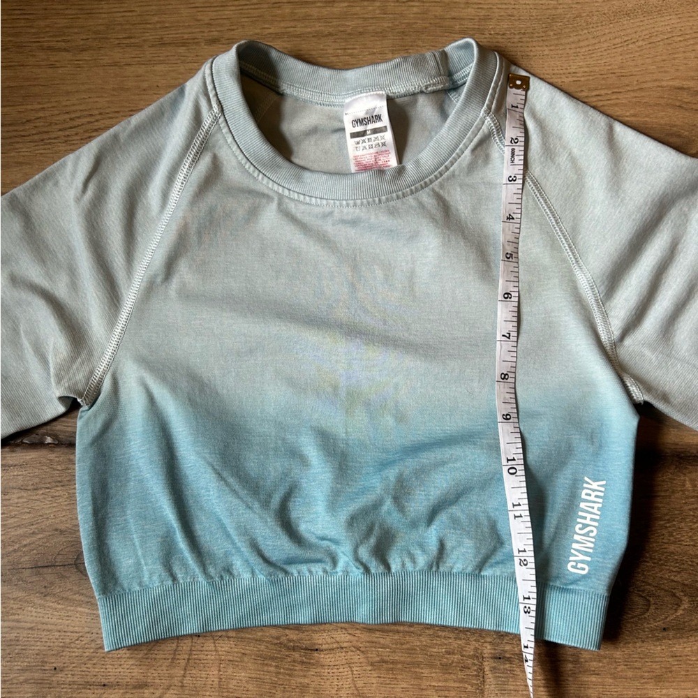 Gymshark Tops Gymshark Adapt Ombre Seamless Crop Top Powder Blue Marble Luna - Picture 7 of 7